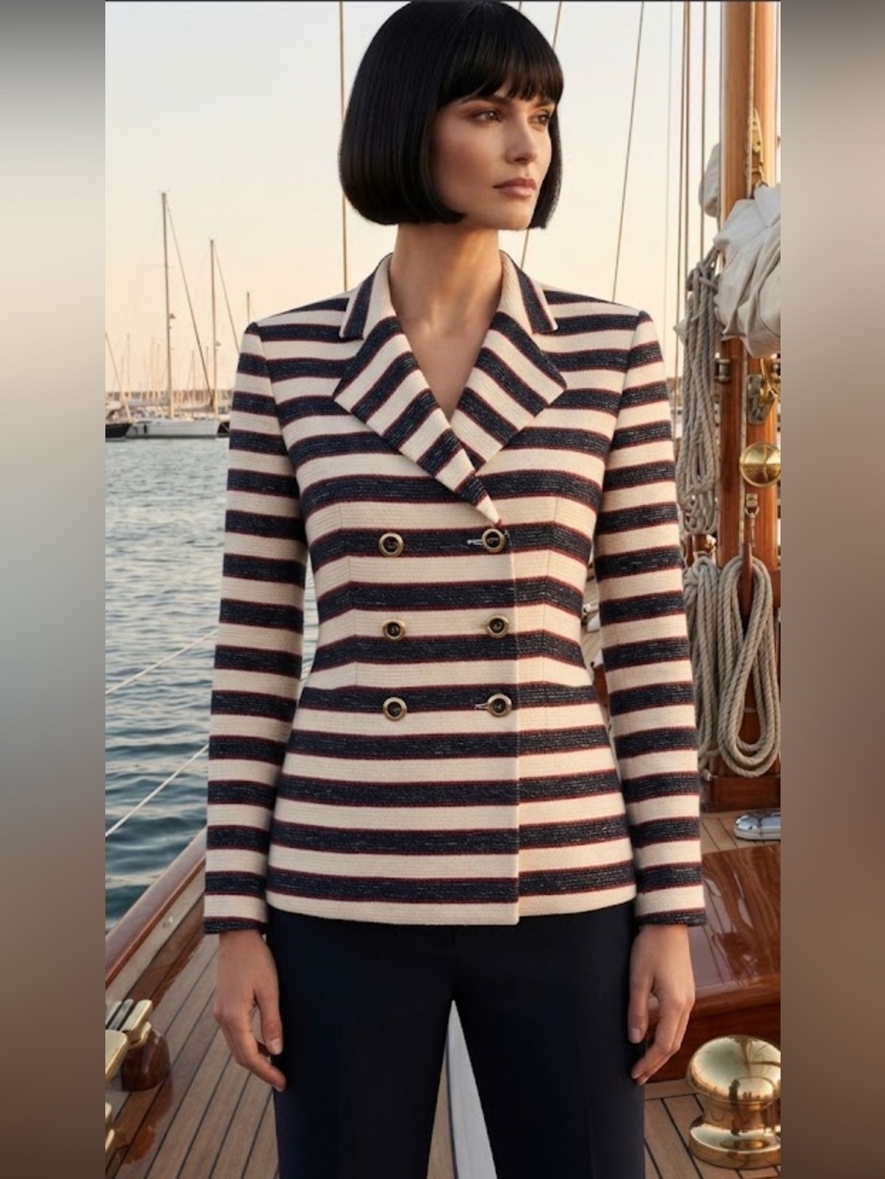 CAbi double breasted striped blazer